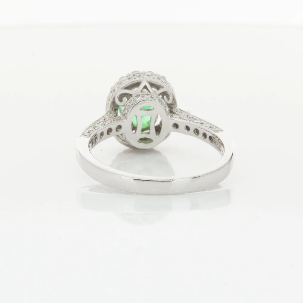 18ct White Gold 1.00ct Emerald & Diamond Ring