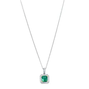 18ct White Gold .93ct Emerald & Diamond Empire Pendant