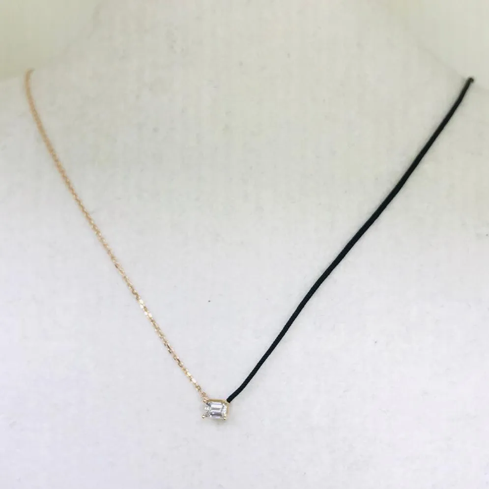 18k Fancy Diamond Chain/Silk Cord Necklace