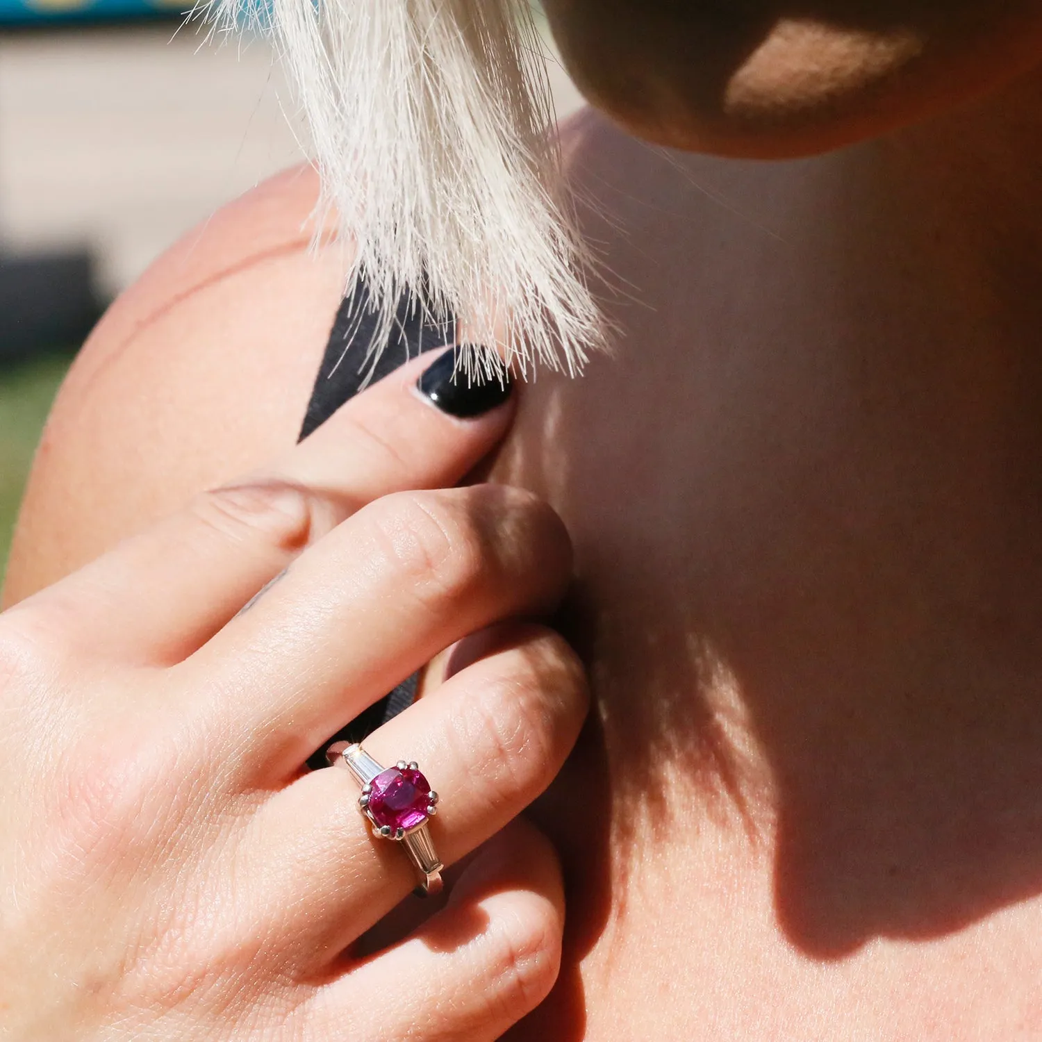 2.22ct GIA Burma Ruby 3-Stone Ring with Diamonds Platinum