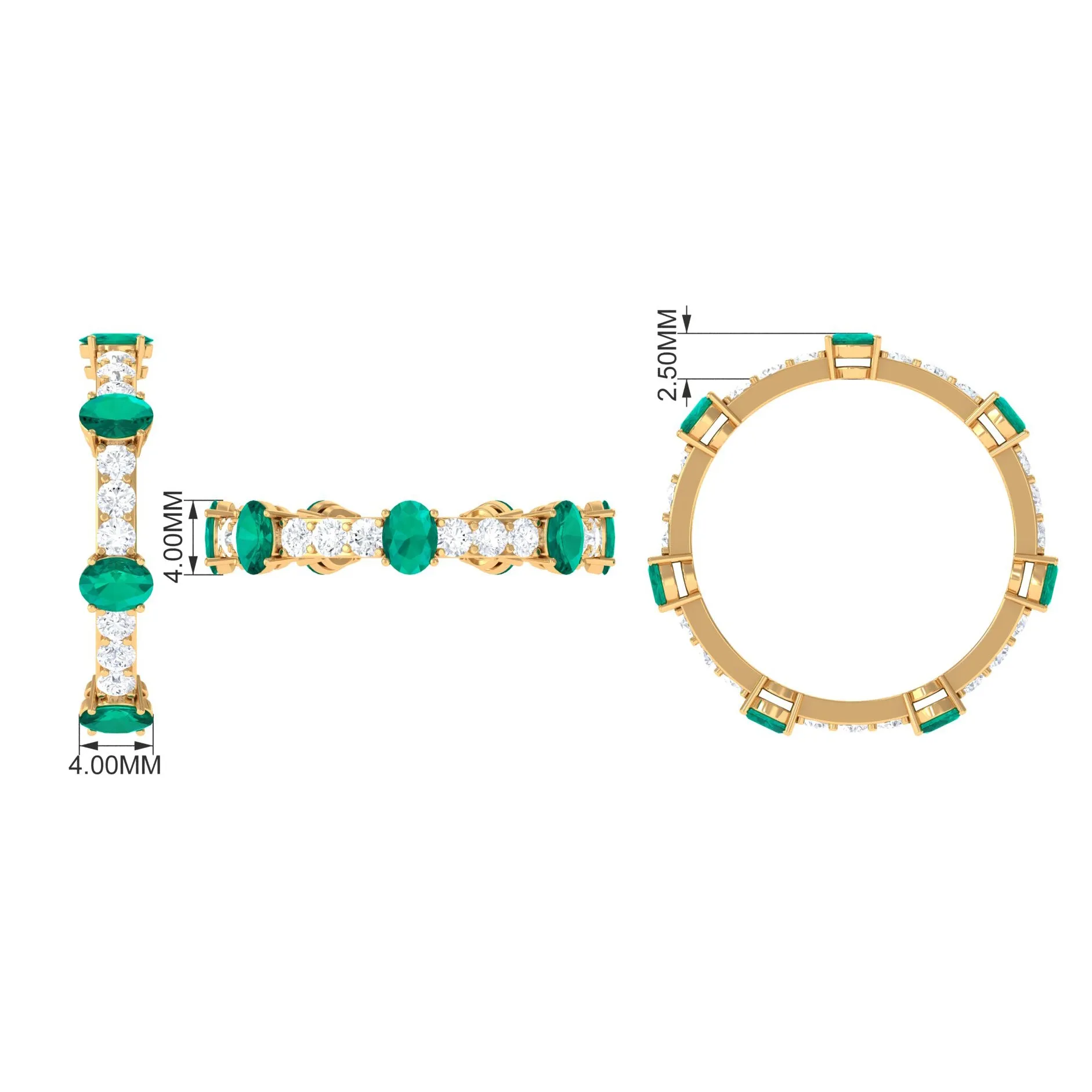 2.25 CT Oval Emerald Eternity Band Ring with Diamond