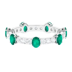 2.25 CT Oval Emerald Eternity Band Ring with Diamond