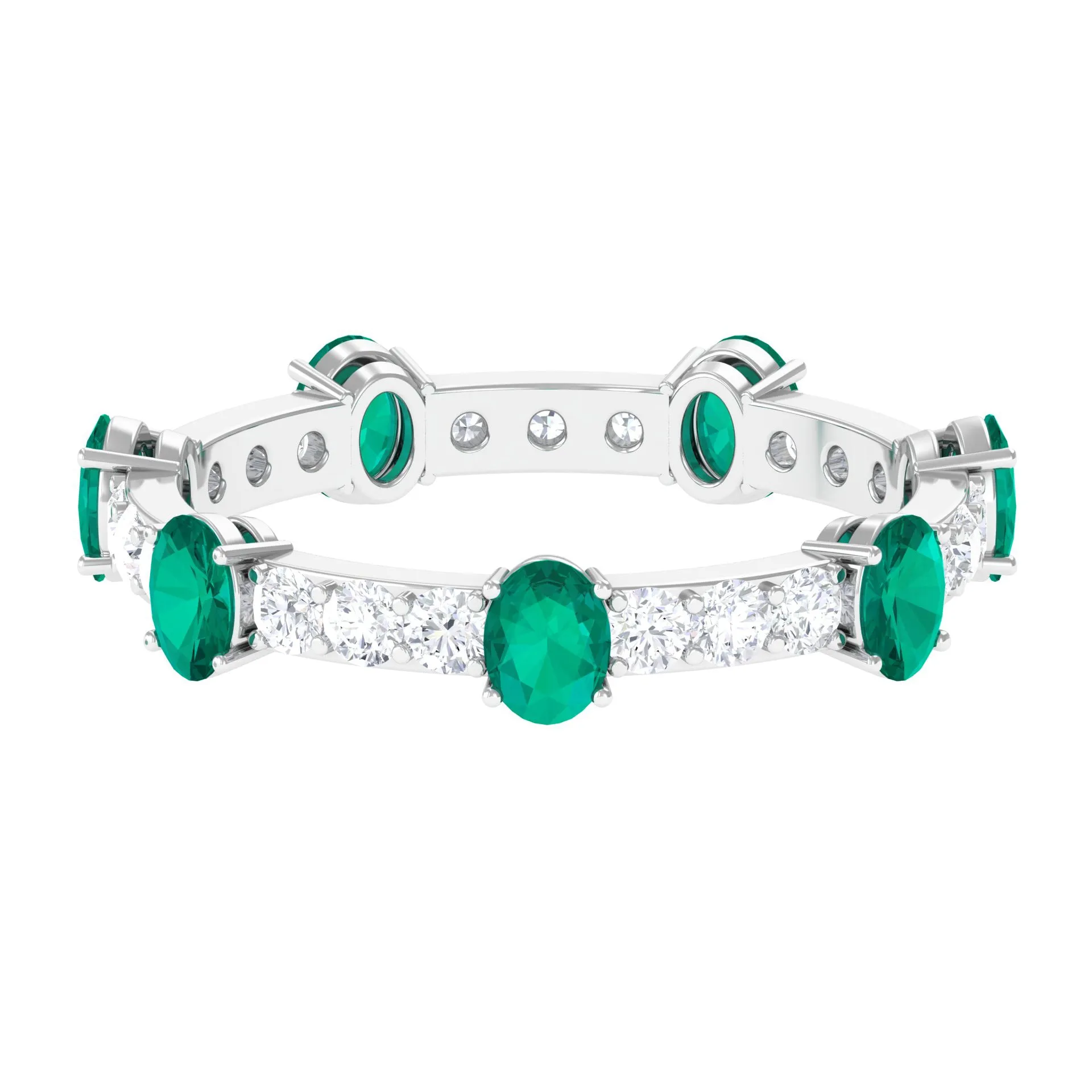 2.25 CT Oval Emerald Eternity Band Ring with Diamond