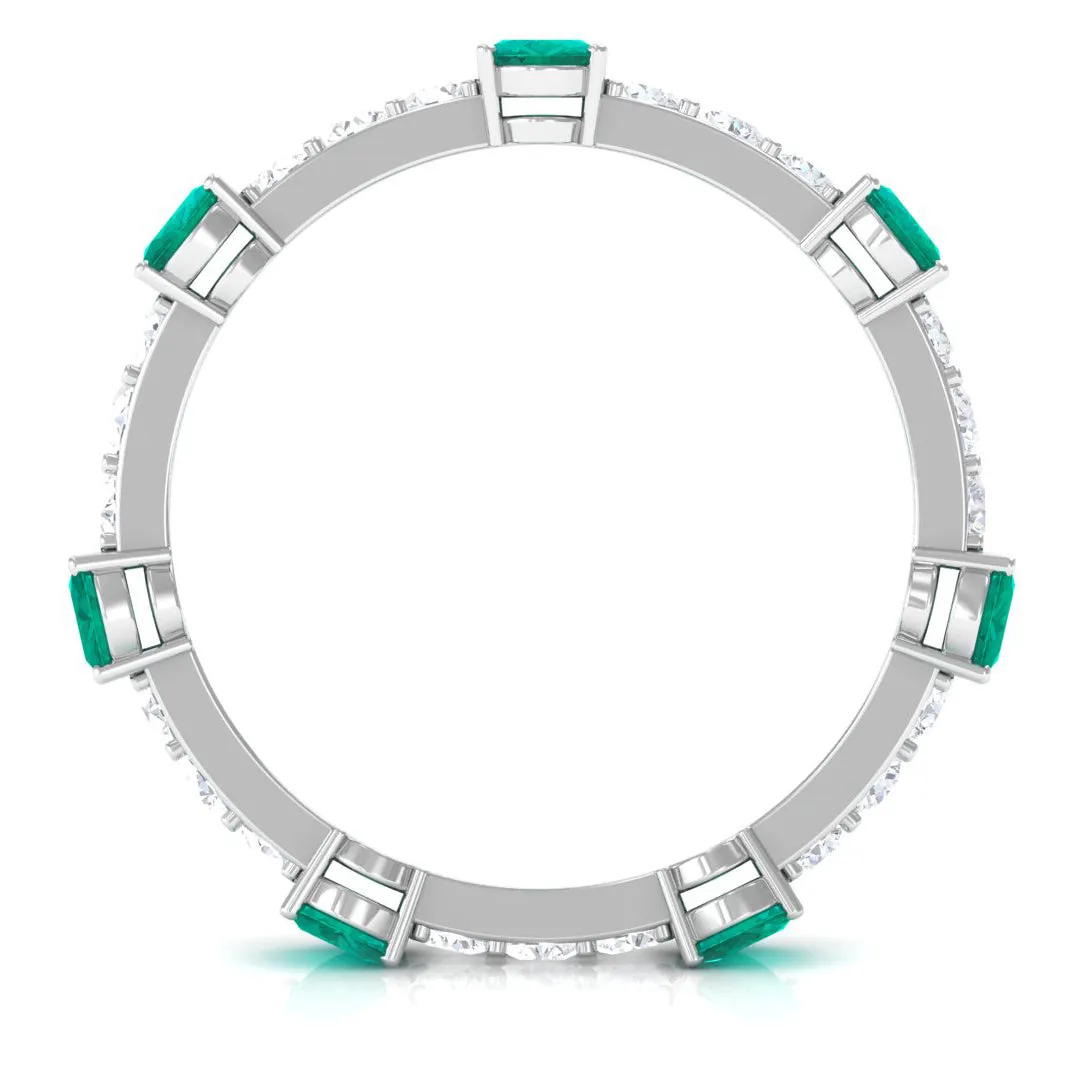 2.25 CT Oval Emerald Eternity Band Ring with Diamond