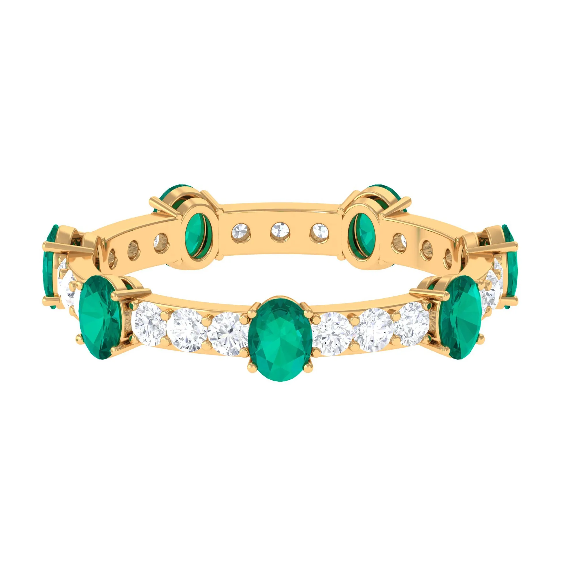 2.25 CT Oval Emerald Eternity Band Ring with Diamond