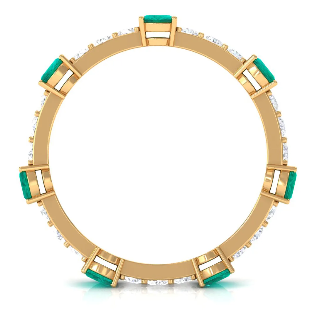 2.25 CT Oval Emerald Eternity Band Ring with Diamond