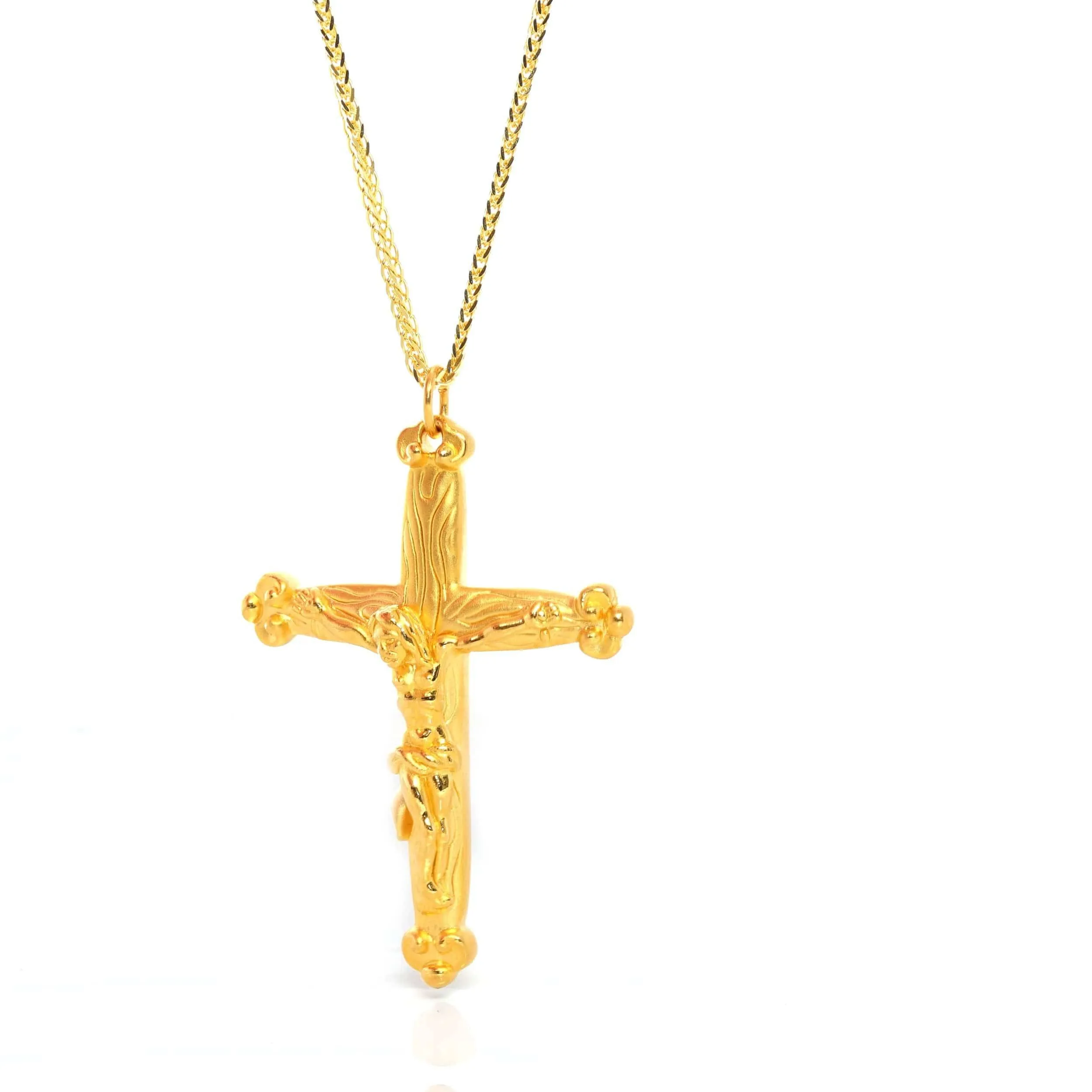 24k Yellow Gold Cross Charm Necklace