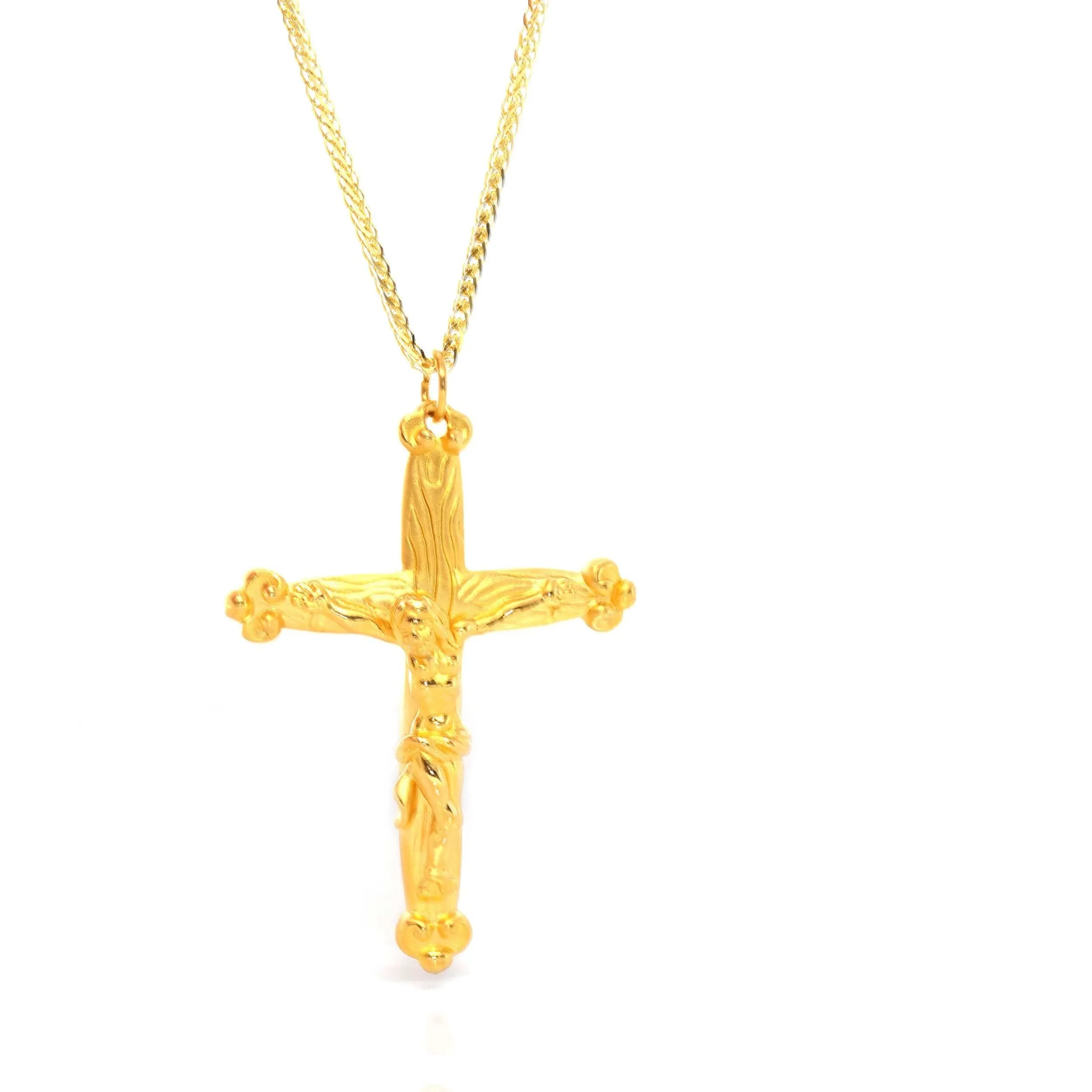 24k Yellow Gold Cross Charm Necklace