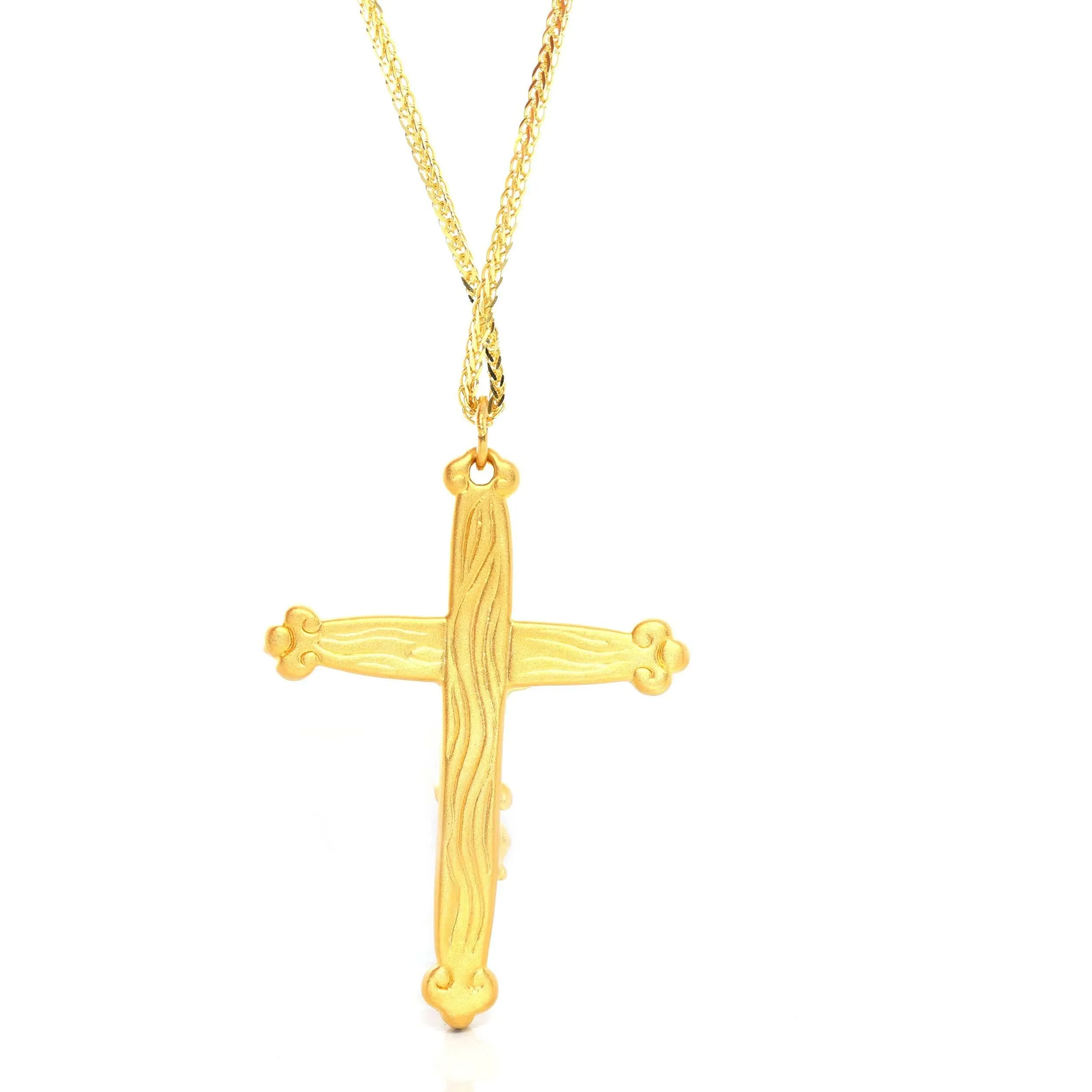 24k Yellow Gold Cross Charm Necklace