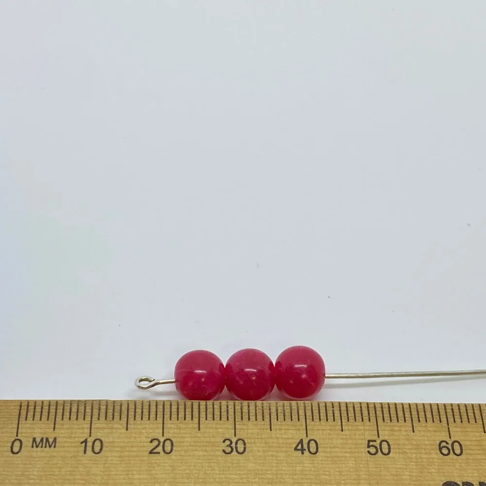 8mm Round (50) - Pink - Vintage Opaque Marbled Effect Beads