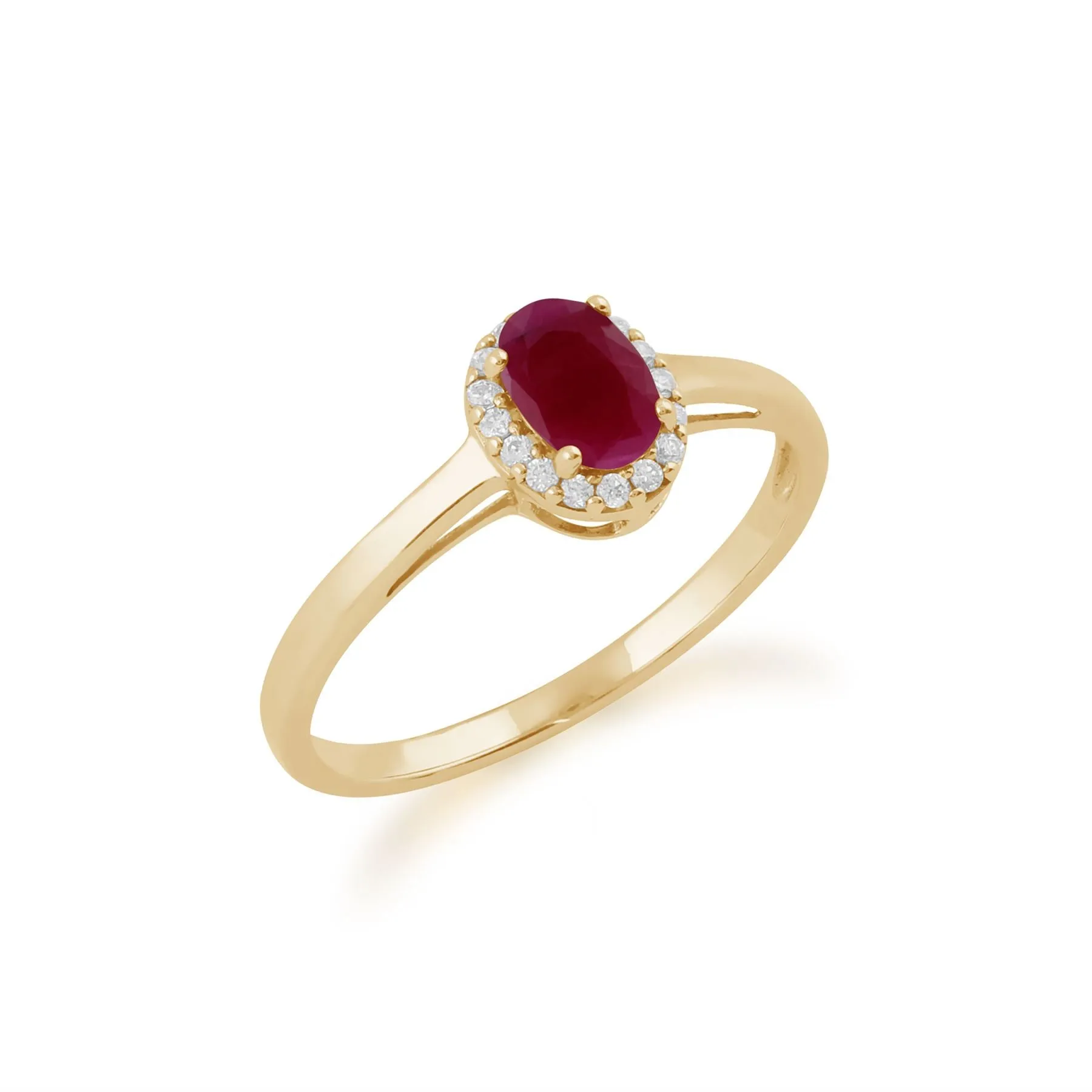 9 karat Gelbes Gold Rubin & Diamant Ringe