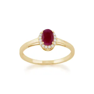 9 karat Gelbes Gold Rubin & Diamant Ringe