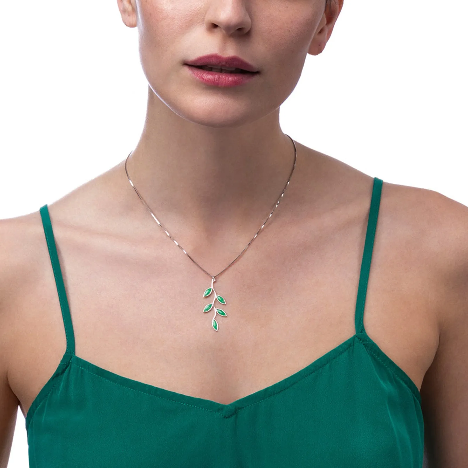925 Sterling Silver Olive Leaf Necklace Pendant