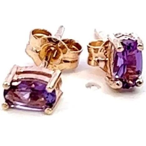 9ct Yellow Gold Amethyst Earrings