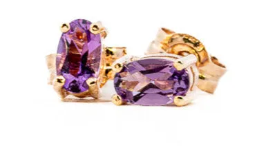 9ct Yellow Gold Amethyst Earrings