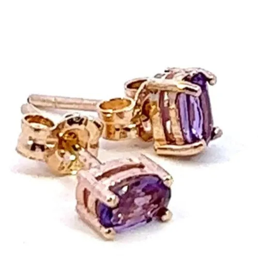 9ct Yellow Gold Amethyst Earrings