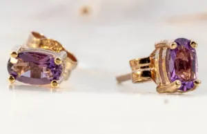 9ct Yellow Gold Amethyst Earrings