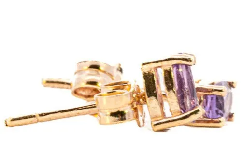 9ct Yellow Gold Amethyst Earrings