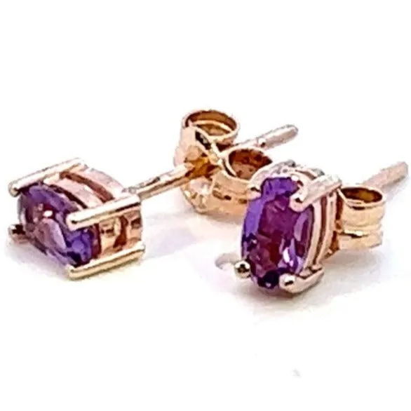 9ct Yellow Gold Amethyst Earrings