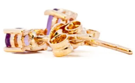 9ct Yellow Gold Amethyst Earrings
