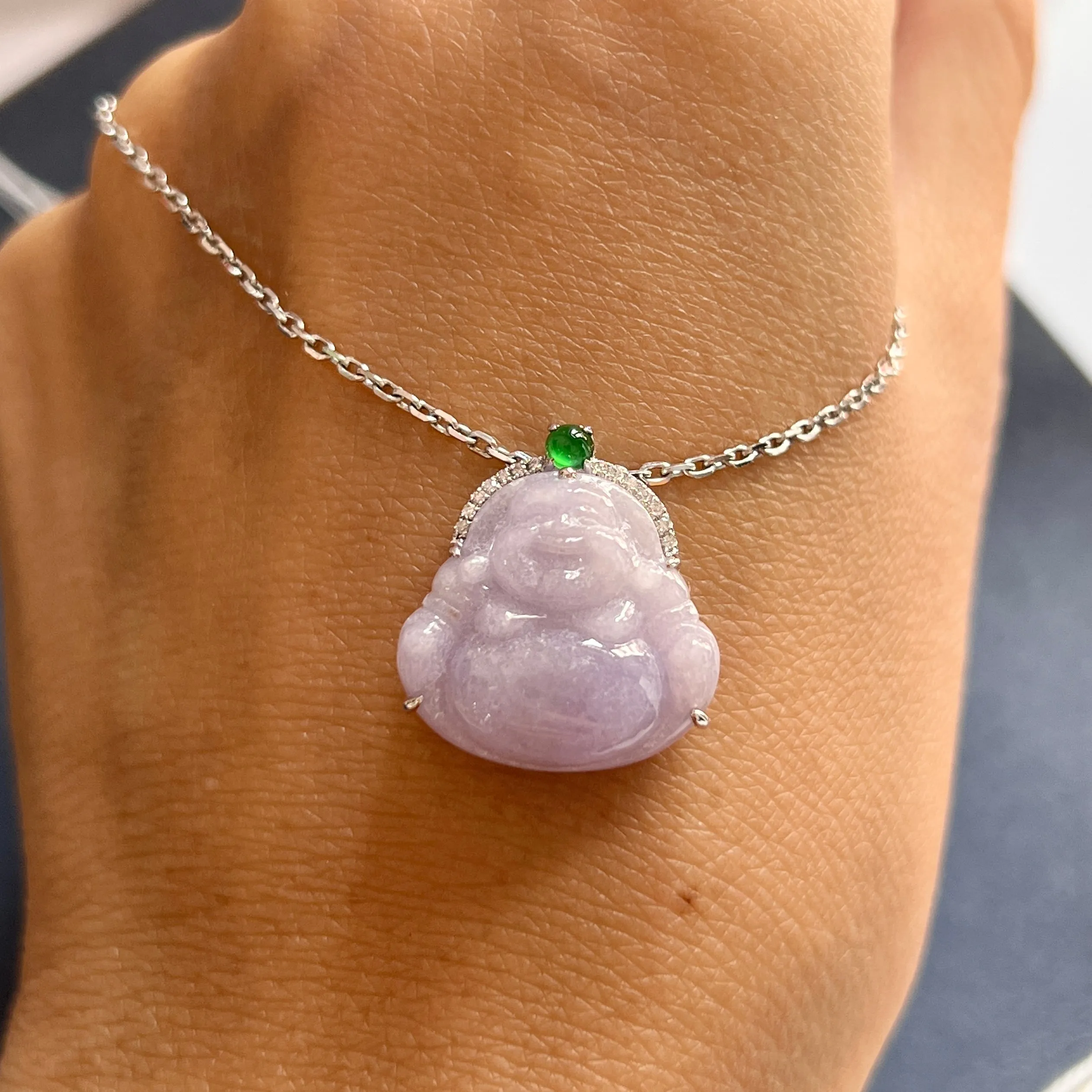A-Grade Lavender Jadeite Bespoke Buddha Pendant No.171960