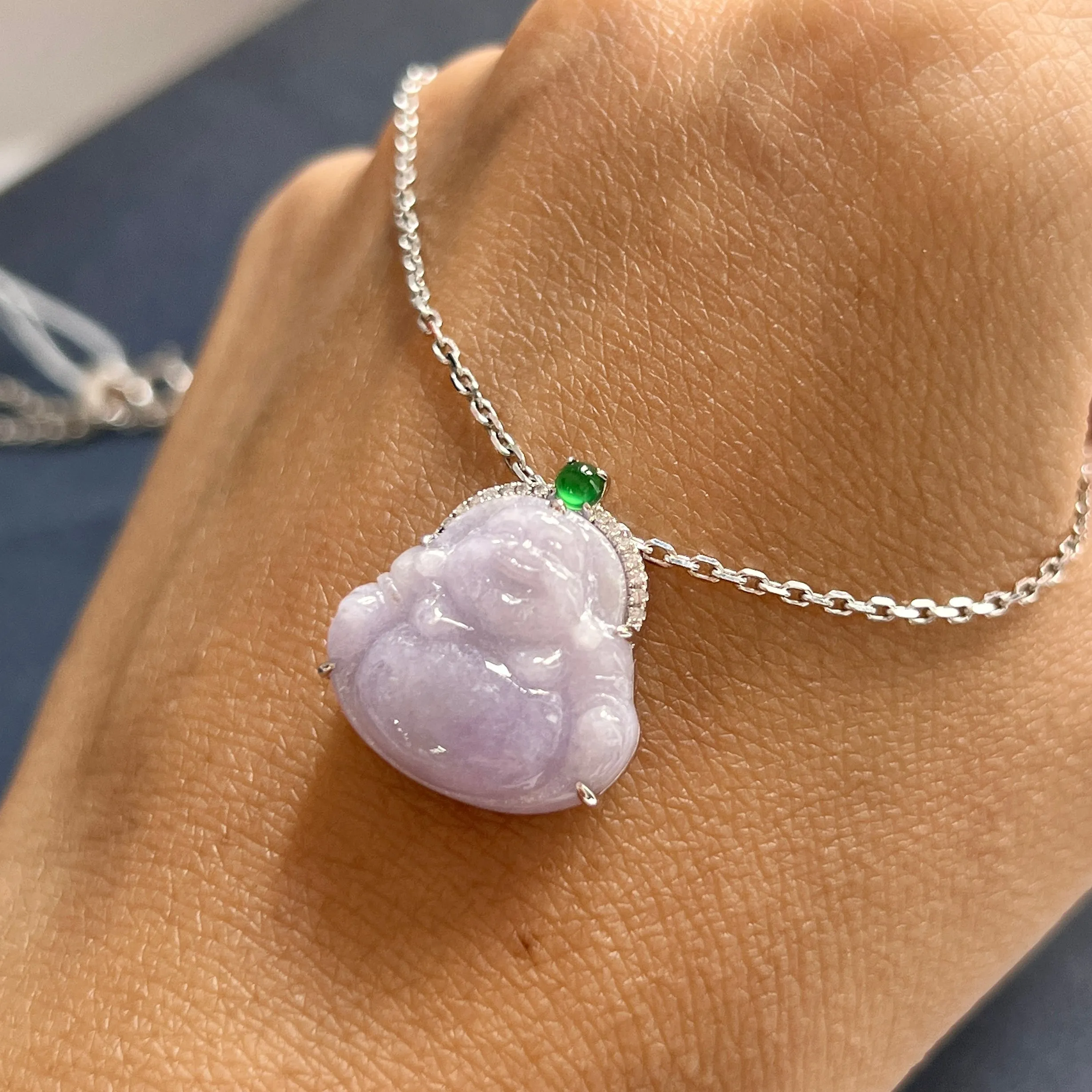 A-Grade Lavender Jadeite Bespoke Buddha Pendant No.171960