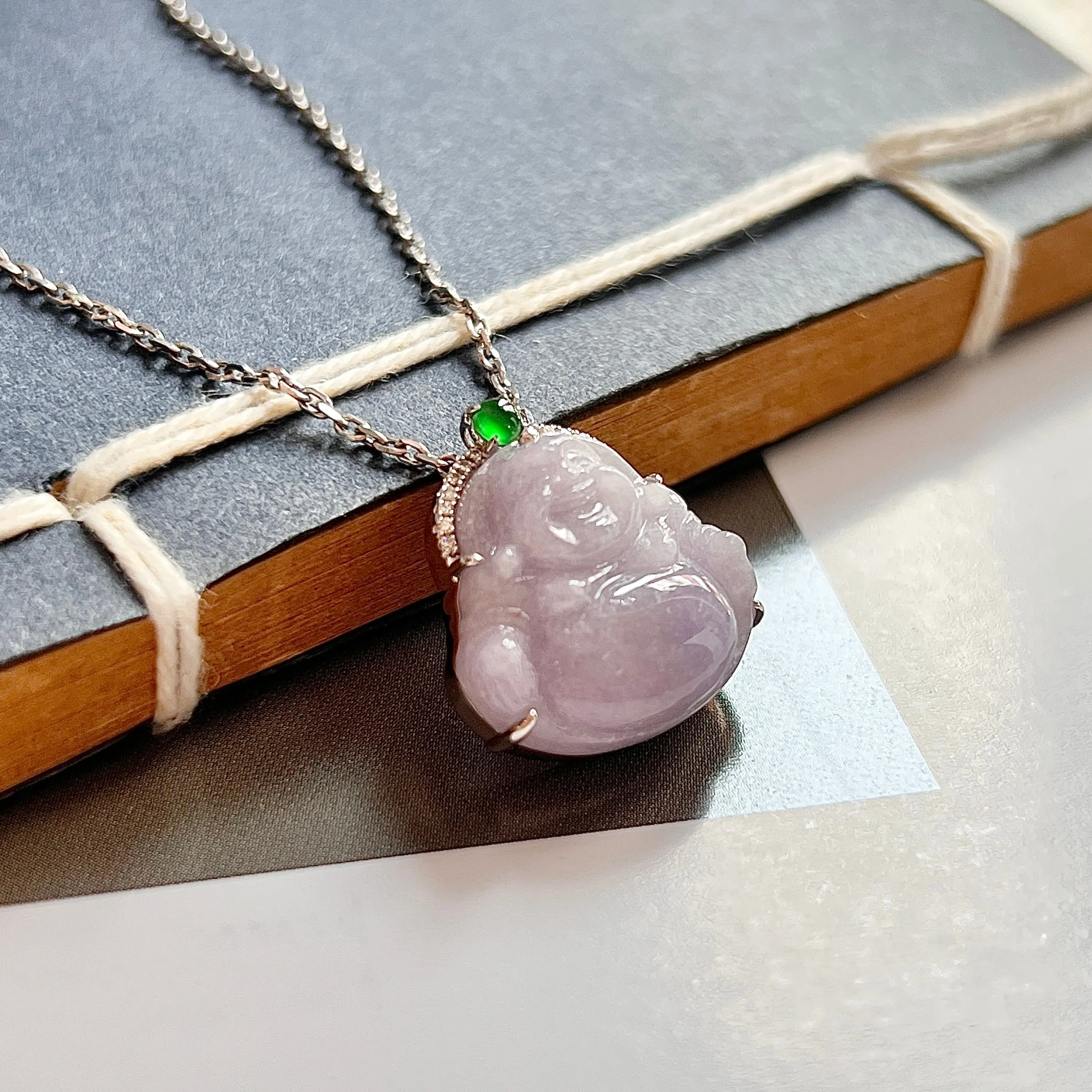 A-Grade Lavender Jadeite Bespoke Buddha Pendant No.171960