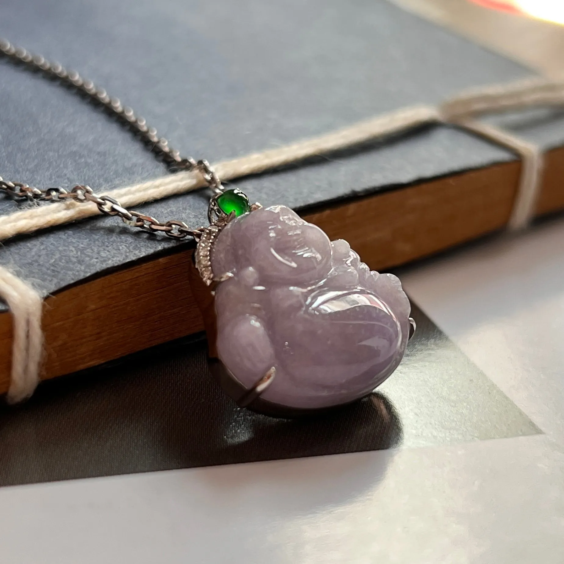 A-Grade Lavender Jadeite Bespoke Buddha Pendant No.171960