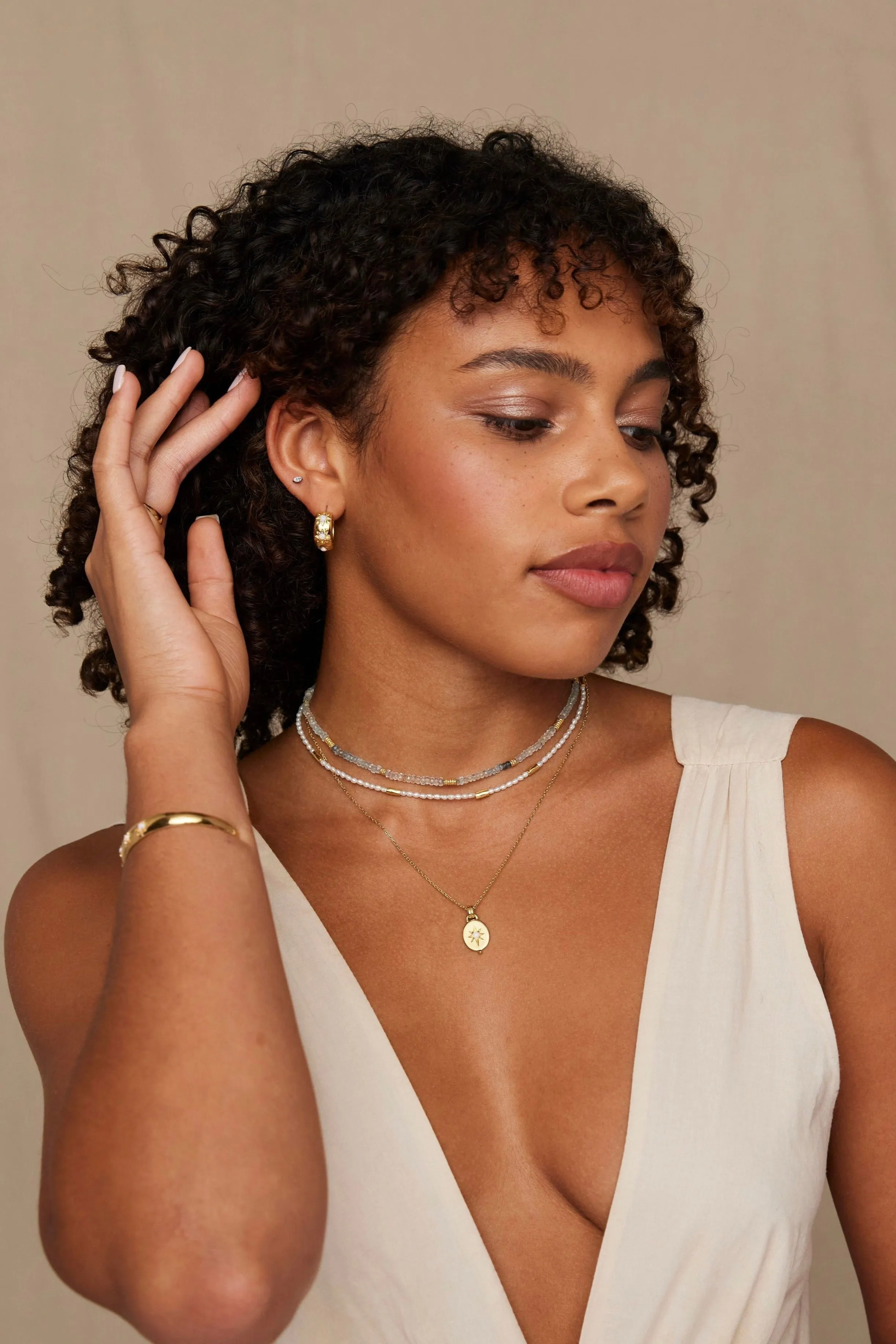 Alina Opal Gold Hoops