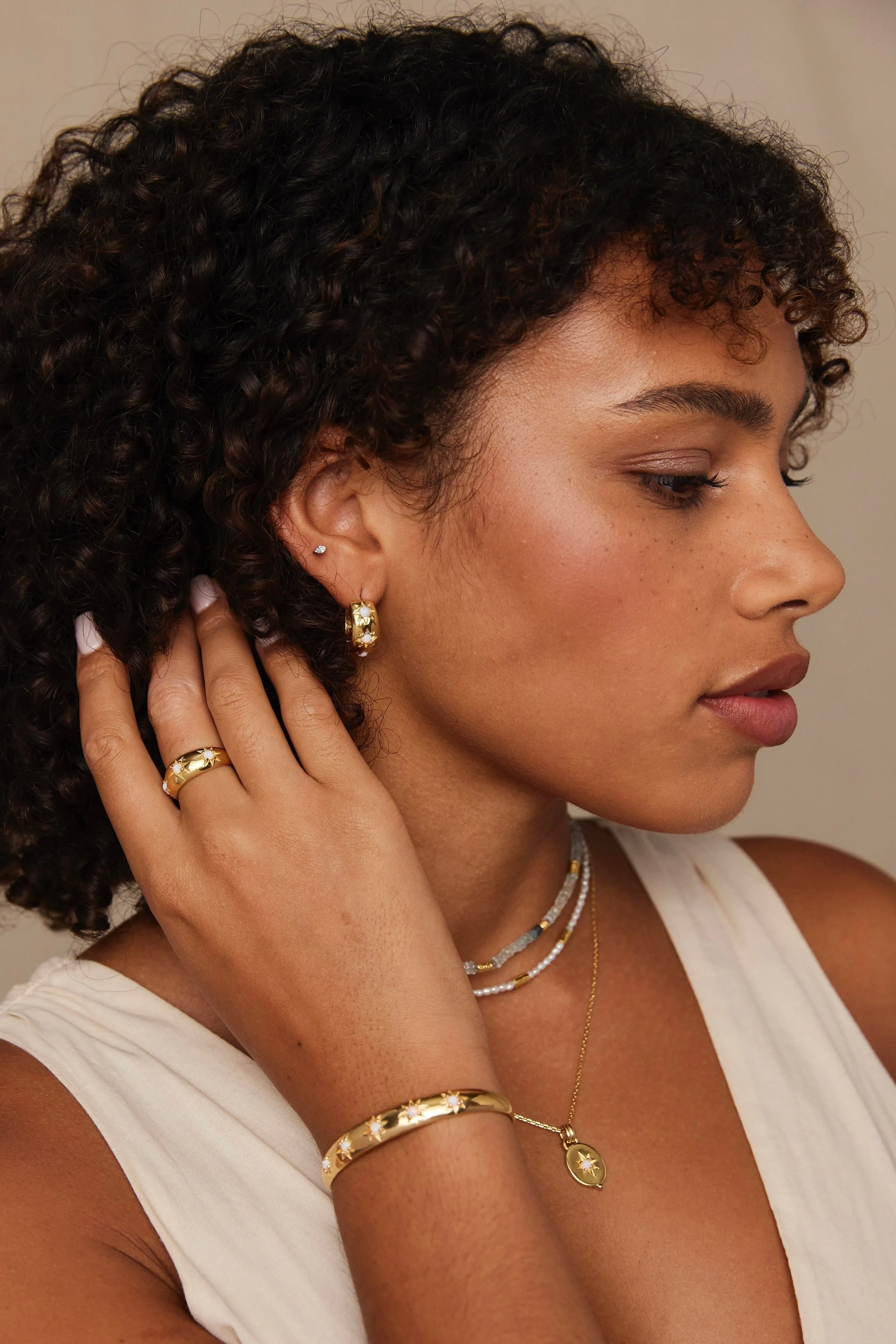 Alina Opal Gold Hoops