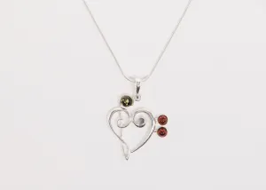 Amber Treble/Bass Clef Heart Necklace