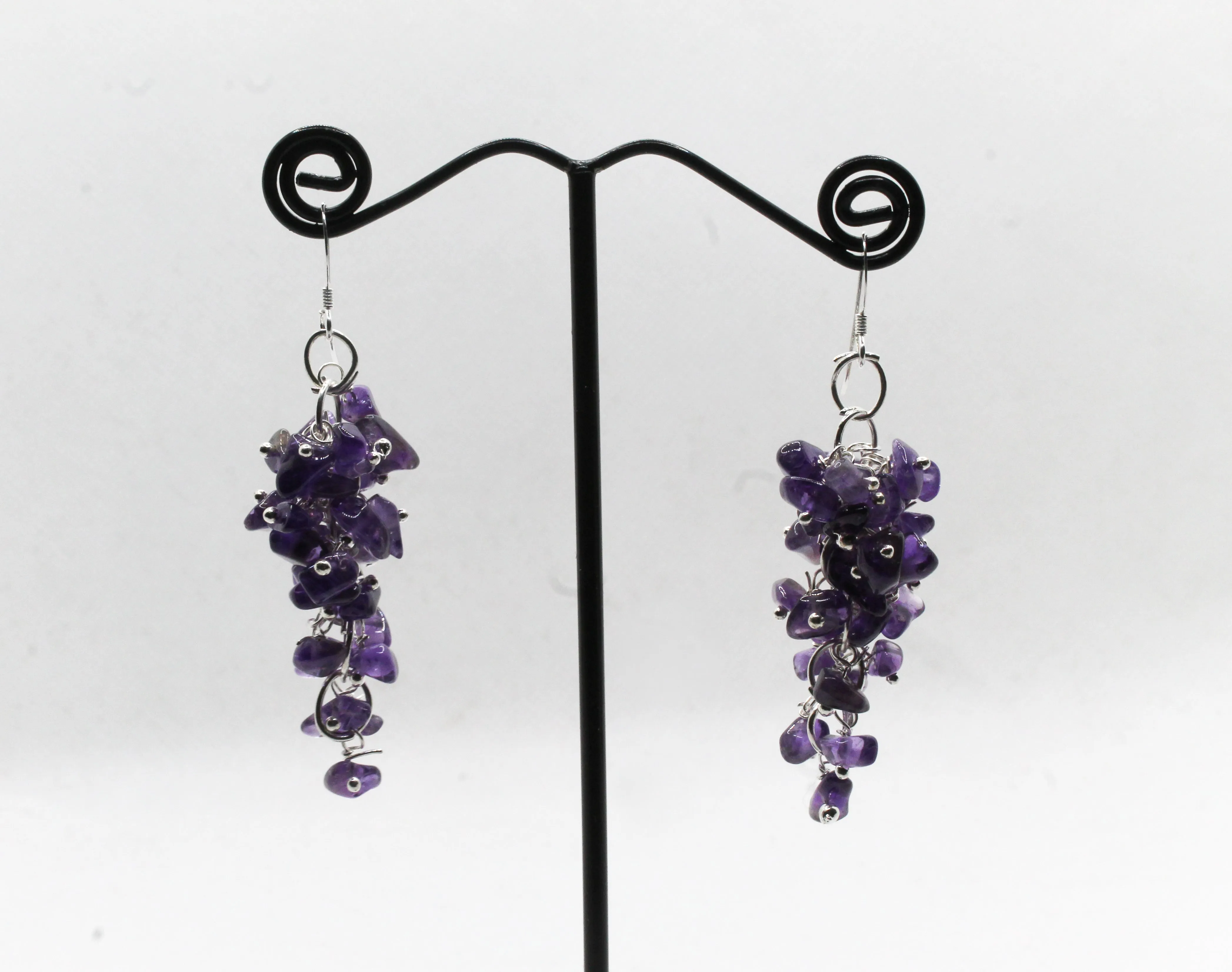 Amethyst Cluster Crystal Earrings