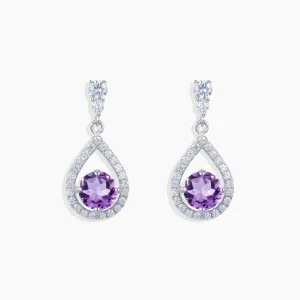 Amethyst Drop Earrings in Sterling Silver