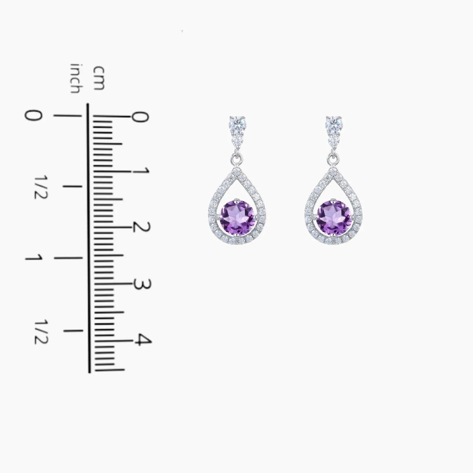 Amethyst Drop Earrings in Sterling Silver