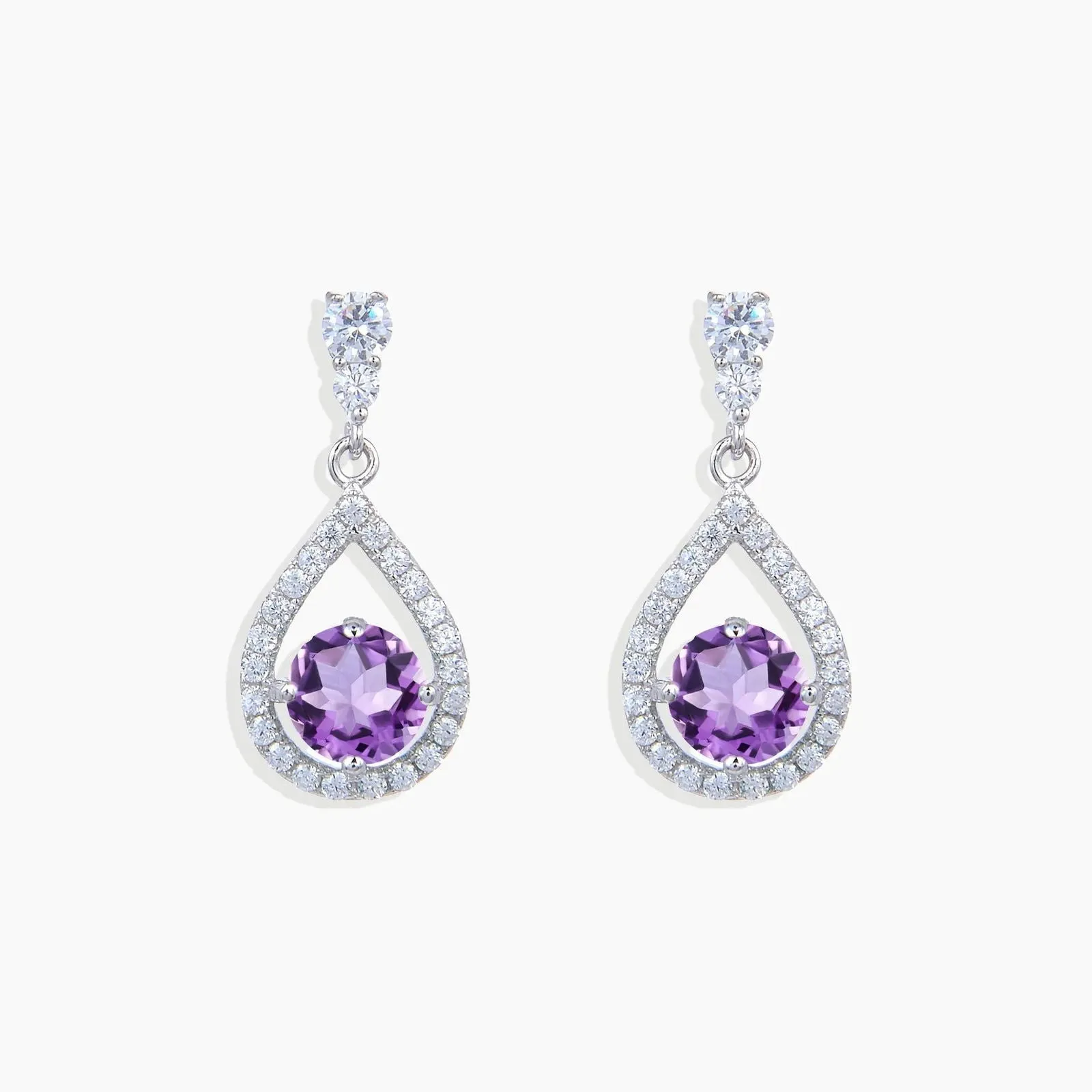 Amethyst Drop Earrings in Sterling Silver