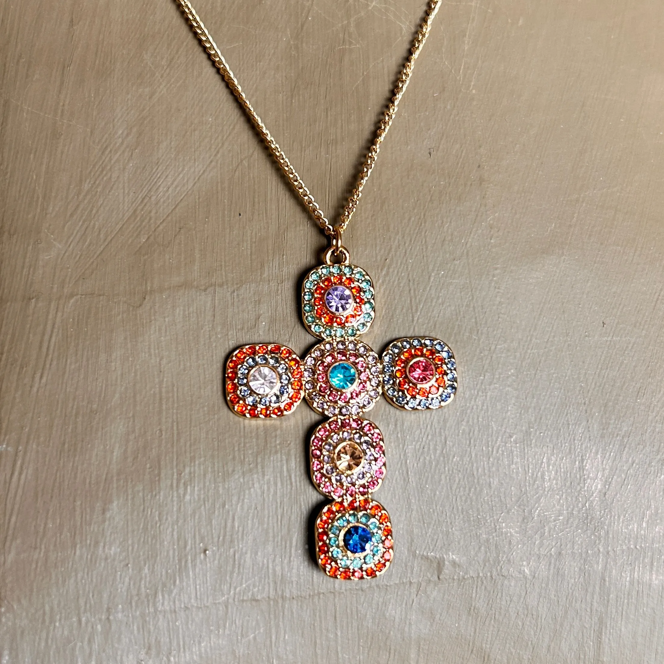 ANA crystal encrusted cross pendant necklace
