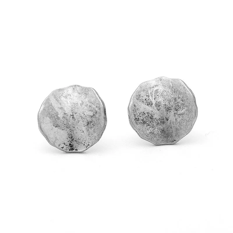 Antique Brushed Silver stud earrings