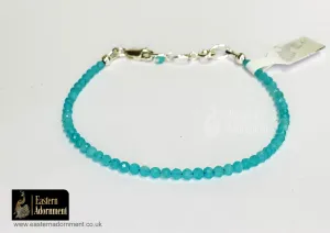 Aqua Chalcedony Micro Cut Bead Bracelet
