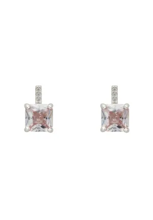 Aria Crystal Stud Earrings Clear Silver