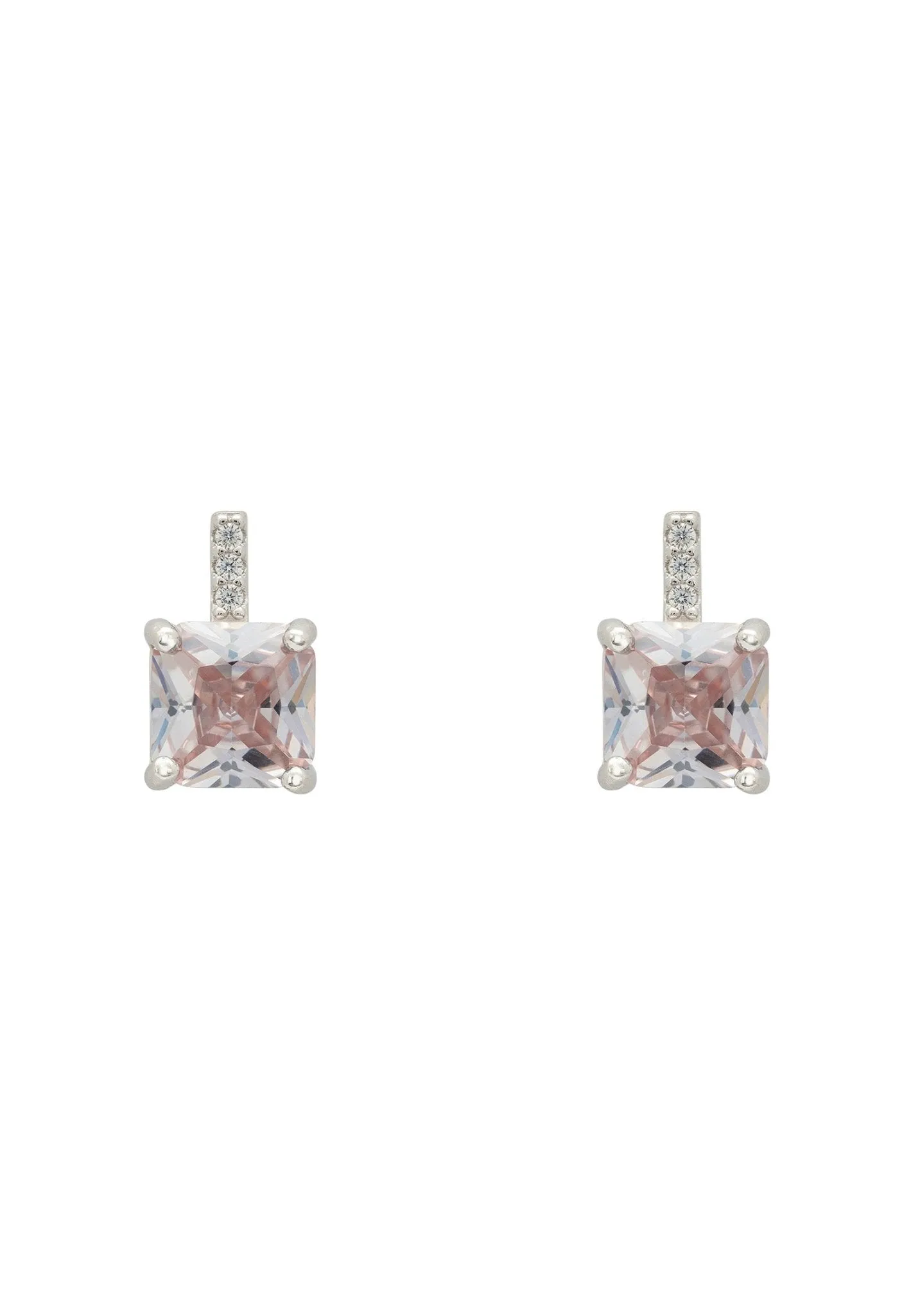 Aria Crystal Stud Earrings Clear Silver