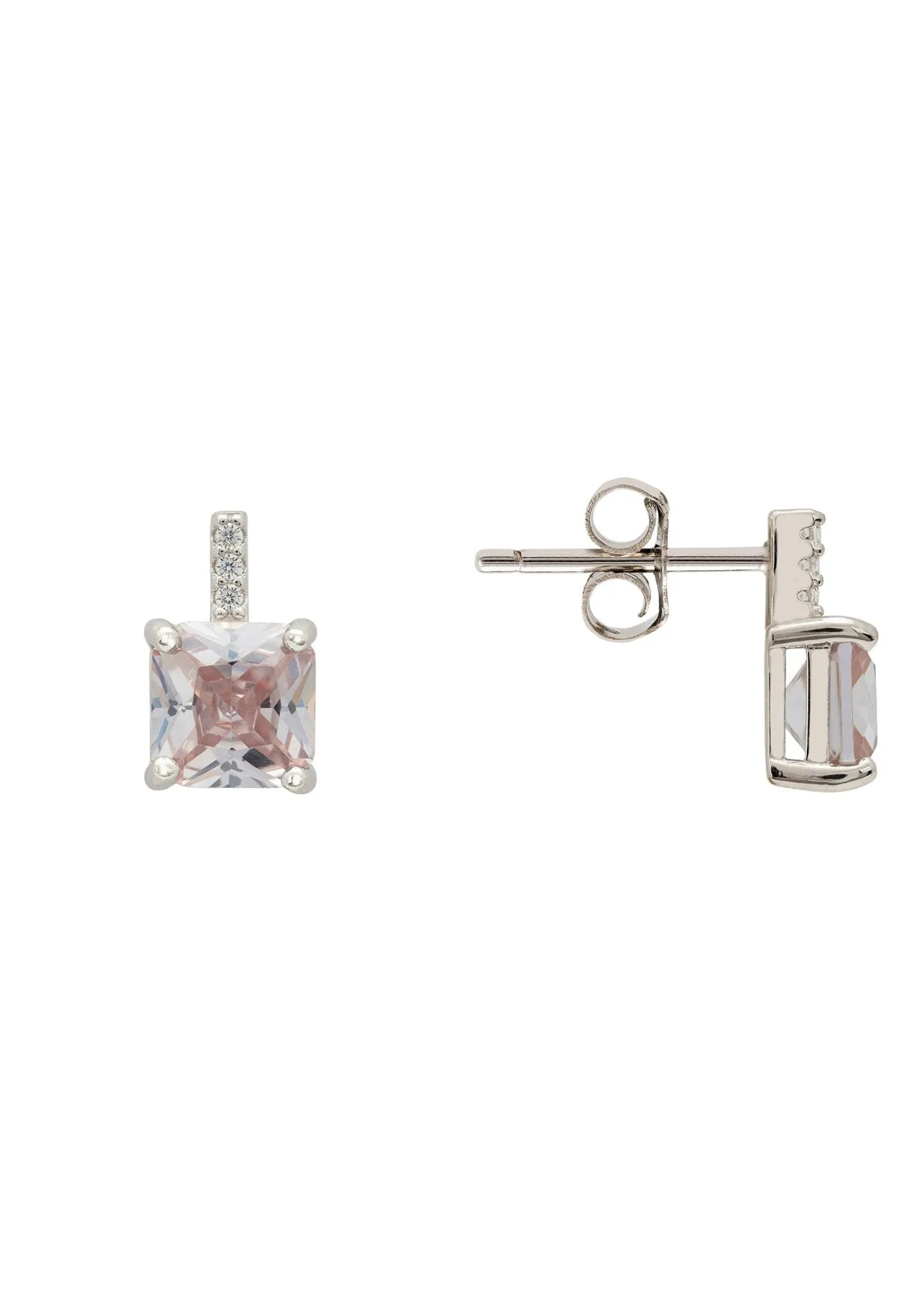 Aria Crystal Stud Earrings Clear Silver