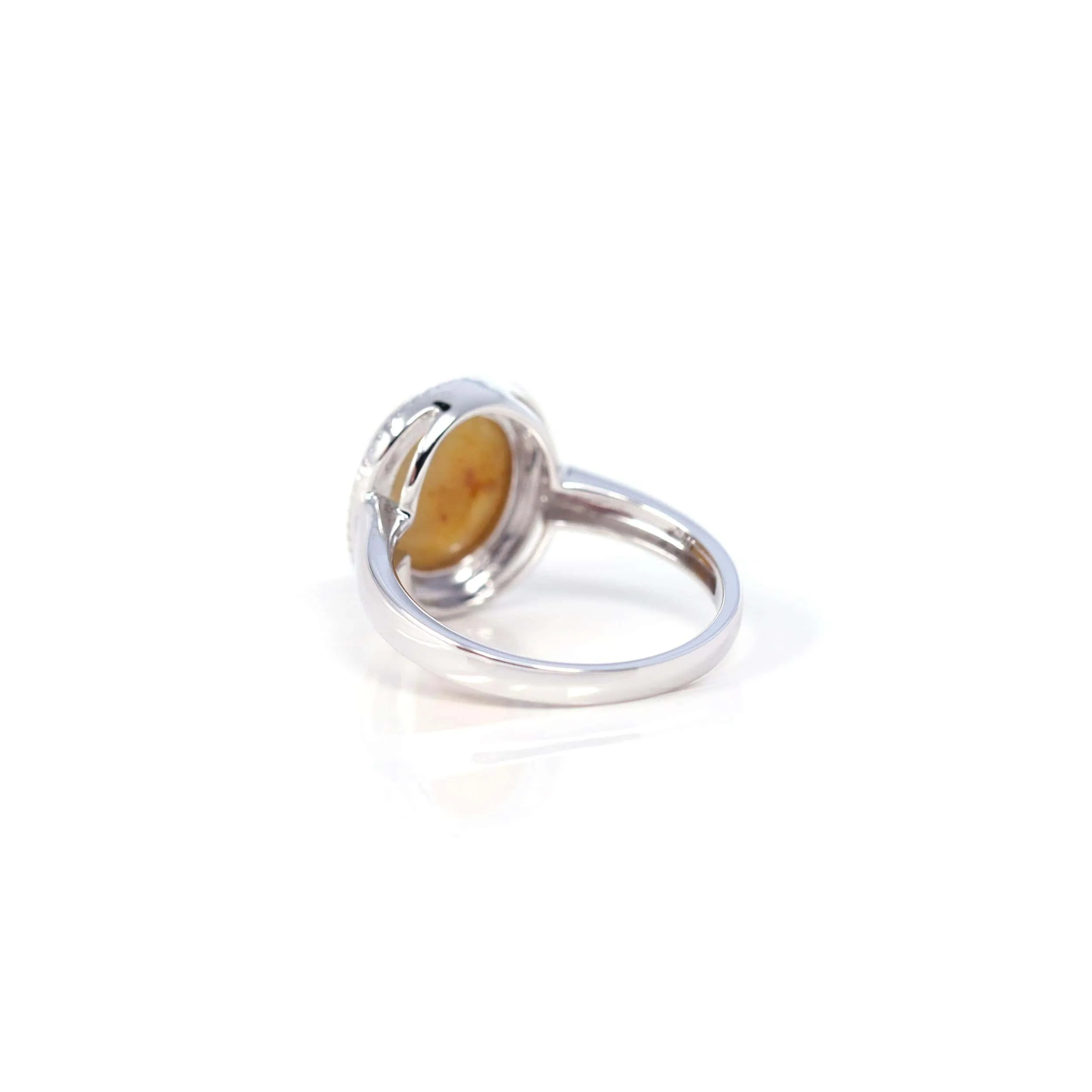 Baikalla 14k White Gold Yellow Jadeite Rope Ring