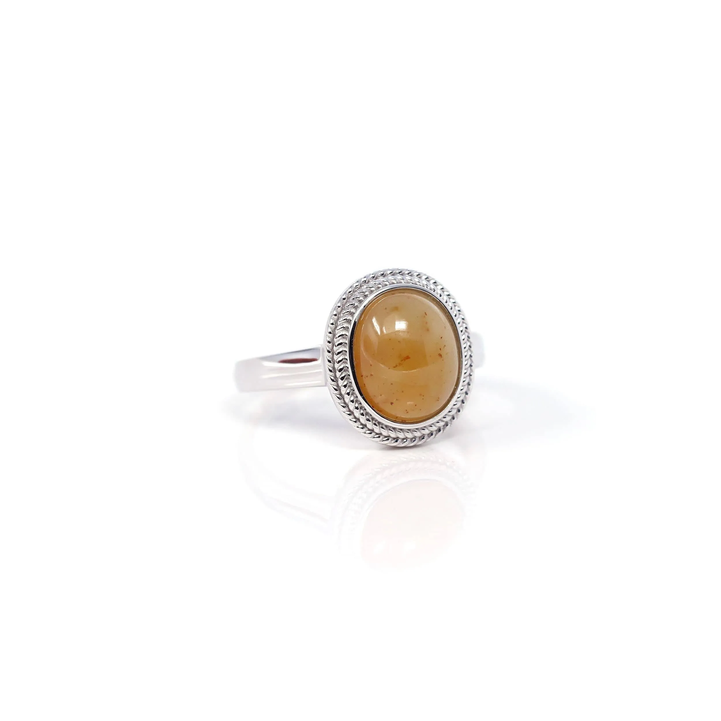 Baikalla 14k White Gold Yellow Jadeite Rope Ring
