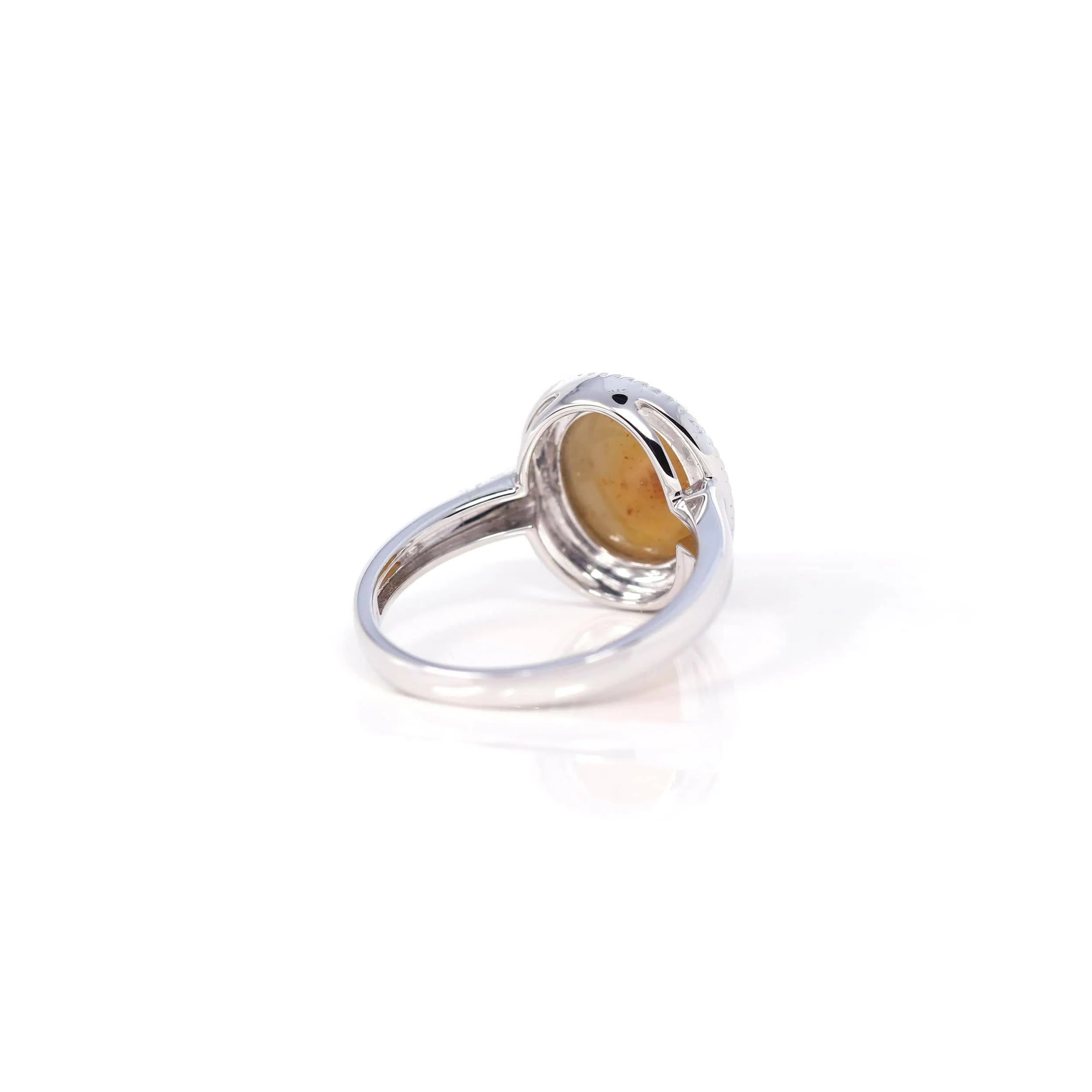 Baikalla 14k White Gold Yellow Jadeite Rope Ring