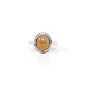 Baikalla 14k White Gold Yellow Jadeite Rope Ring