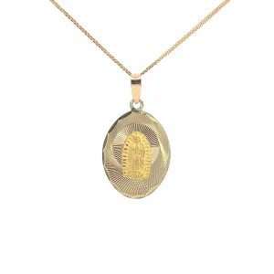 Baikalla 14k Yellow Gold Diamond Cut Lady Of Guadalupe Pendant Necklace