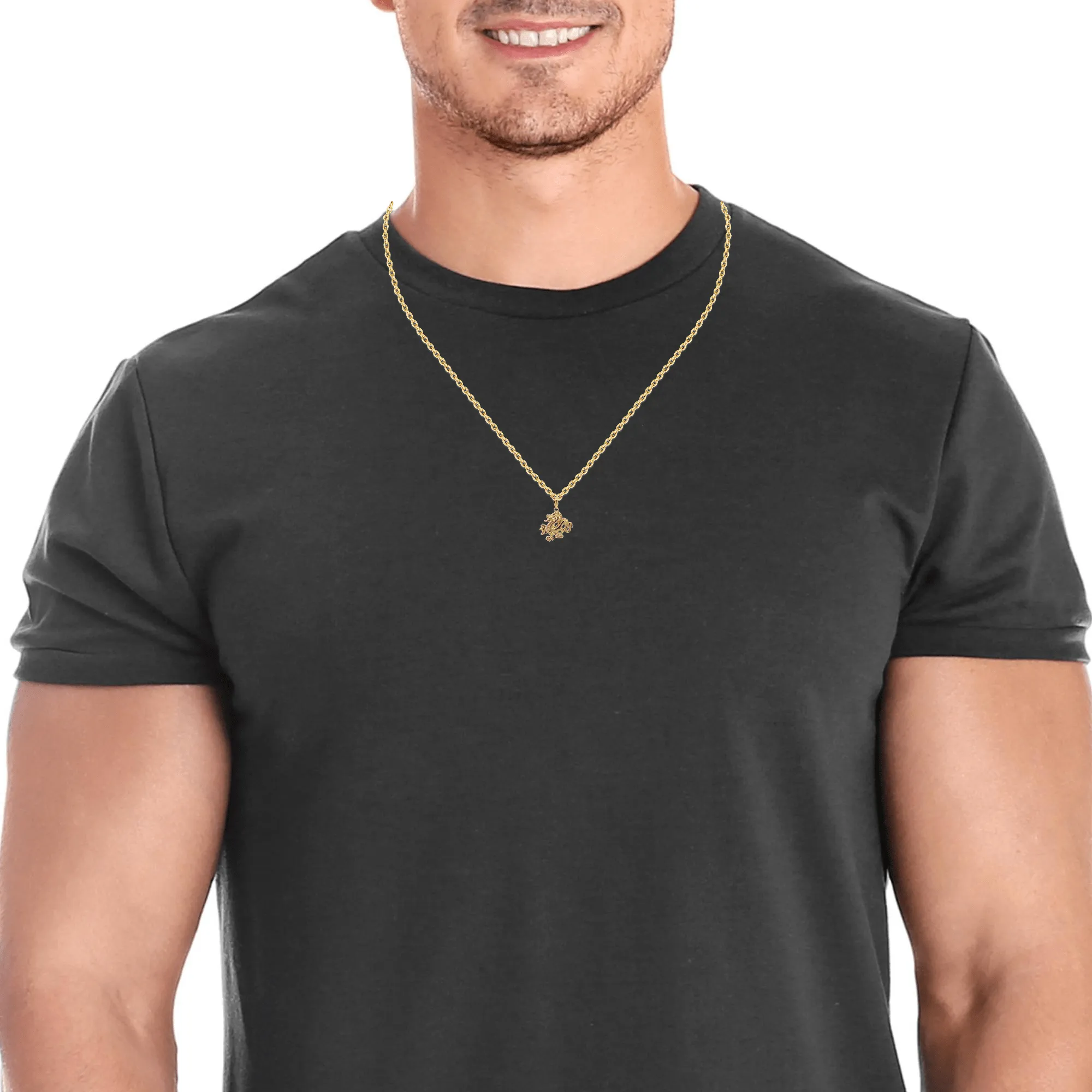 Baikalla 14k Yellow Gold Dragon Pendant Necklace