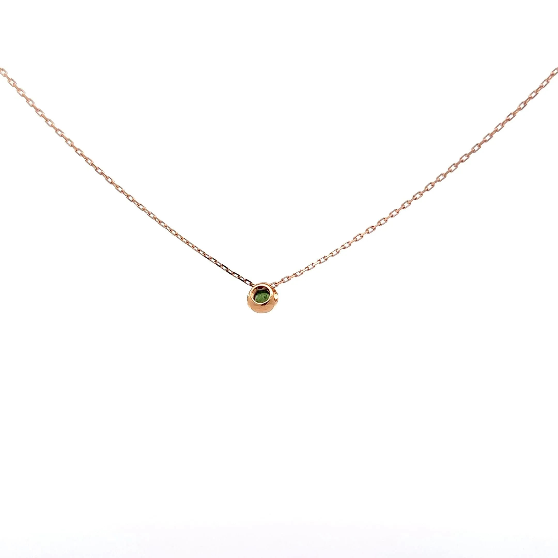 Baikalla 18K Rose Gold Round AAA Green Tourmaline Pendant Necklace
