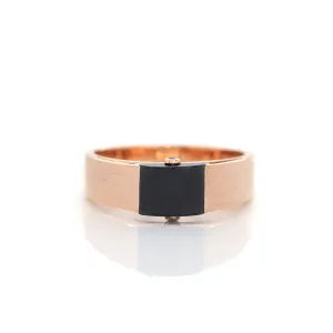 Baikalla™ "Classic Half Round Cabochon" Genuine Burmese Emerald Cut Black Jadeite Jade Engagement Ring