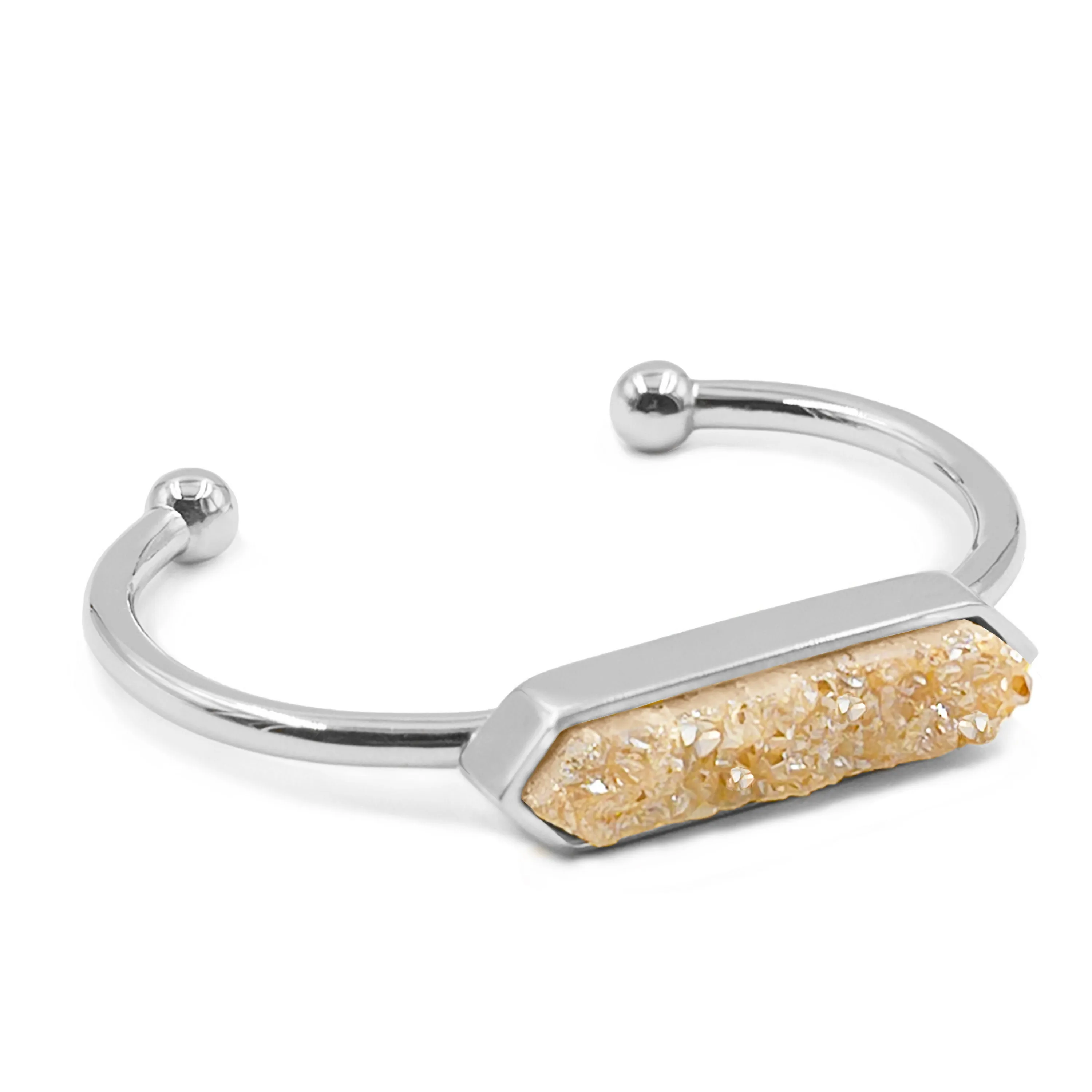 Bangle Collection - Silver Amber Quartz Bracelet (Wholesale)